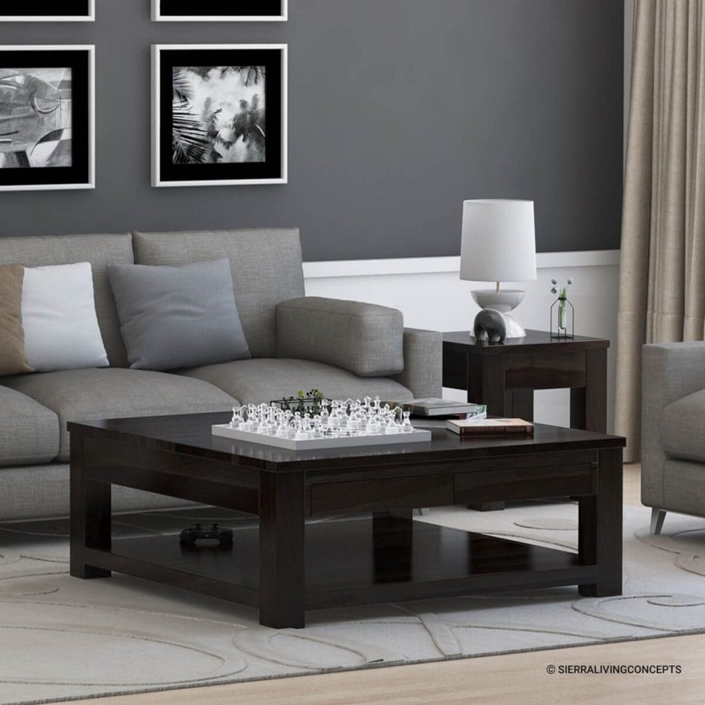 Glencoe Large Square Coffee Table Solid Wood Contemporary Style