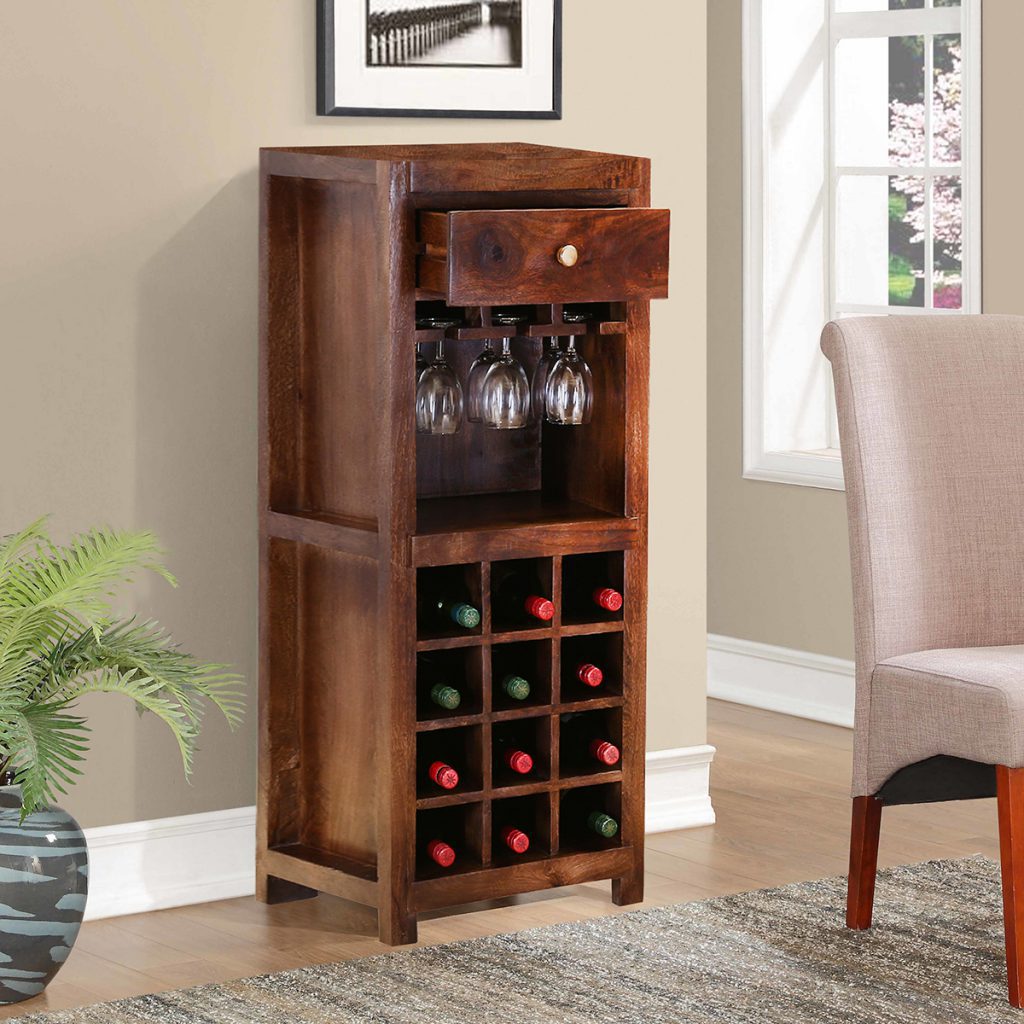 Willamette 45" Rustic Solid Wood Wine Bar Cabinet