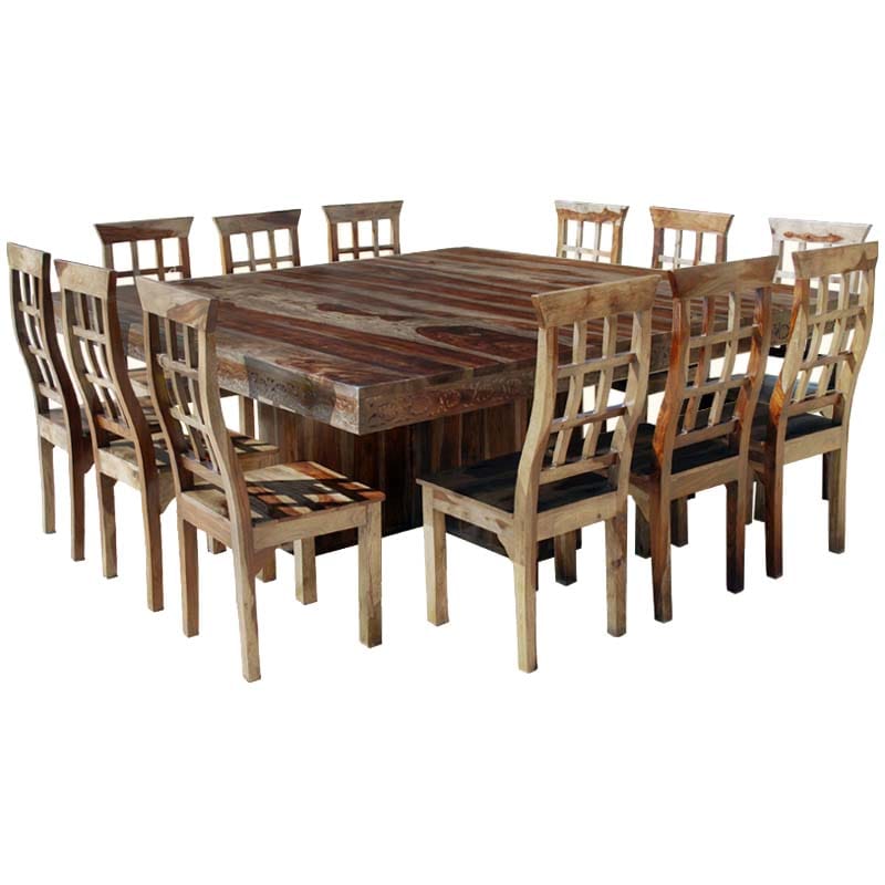 Large Square Dining Table Chair Set 