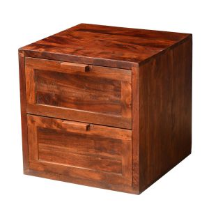 Modern Rustic 20" Cube Acacia Wood 2-Drawer Accent End Table