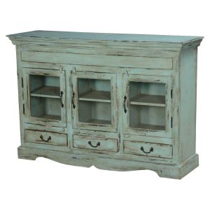 Blue Dutch Boy Mango Wood Display Buffet Cabinet