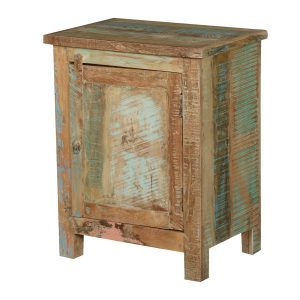 Frontier Rustic Reclaimed Wood Nightstand End Table Cabinet