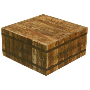 Butcher Block with Metal Square Coffee Table