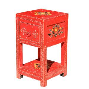 Distressed Hand Painted Bed Side End Table Nightstand