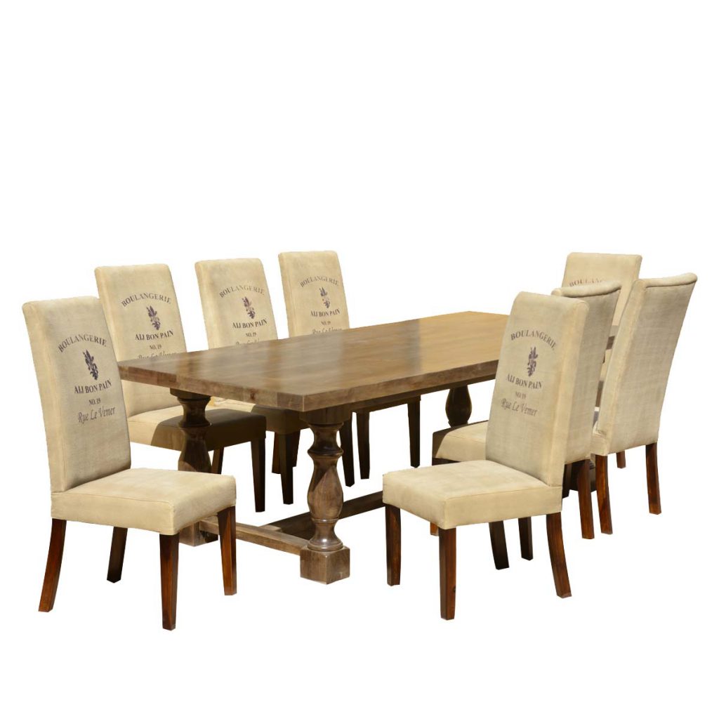 Dining Table Set with Fabric Upholstered Chairs