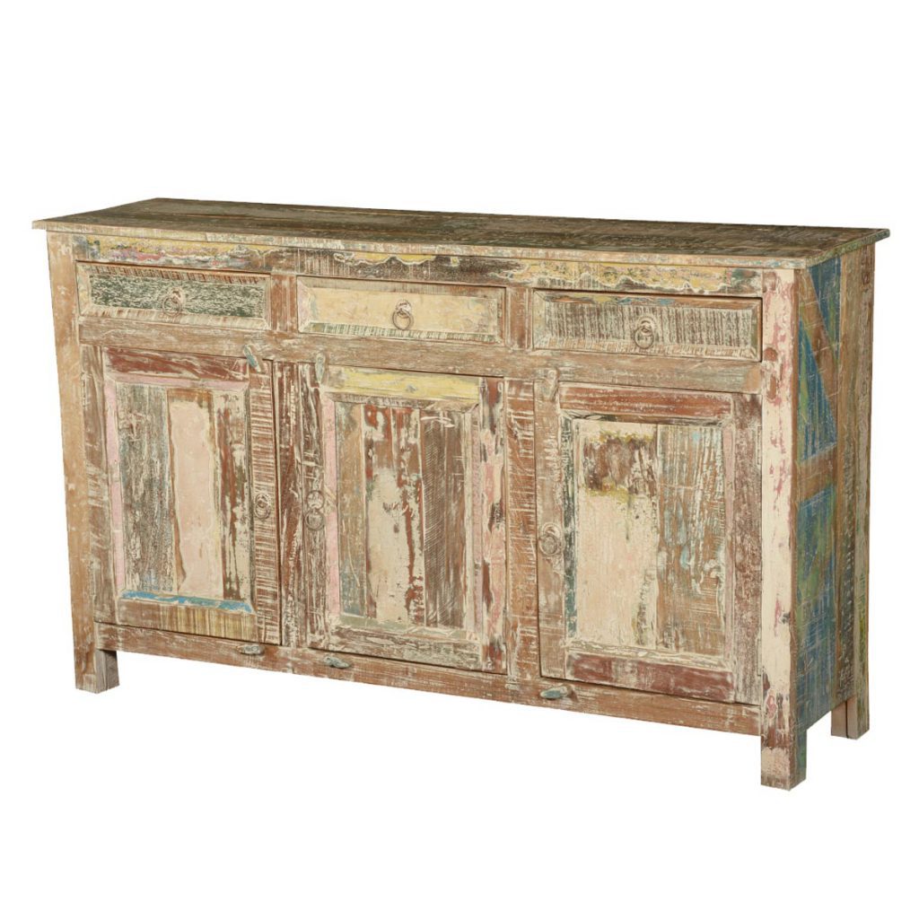 Frontier Rustic Reclaimed Wood Distressed Sideboard Cabinet 