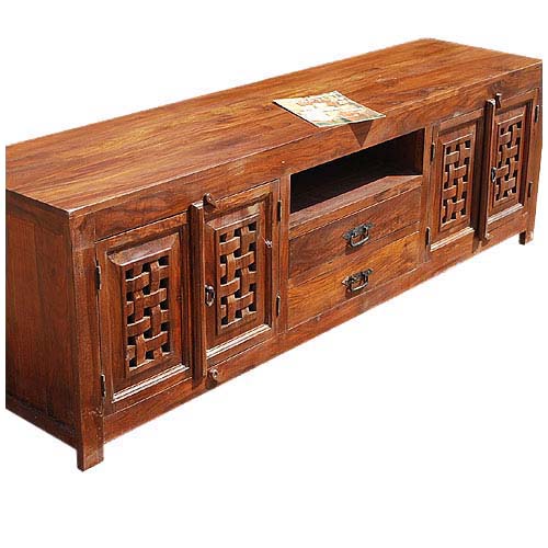 Portland Contemporary Rustic Solid Wood TV Stand Media Console