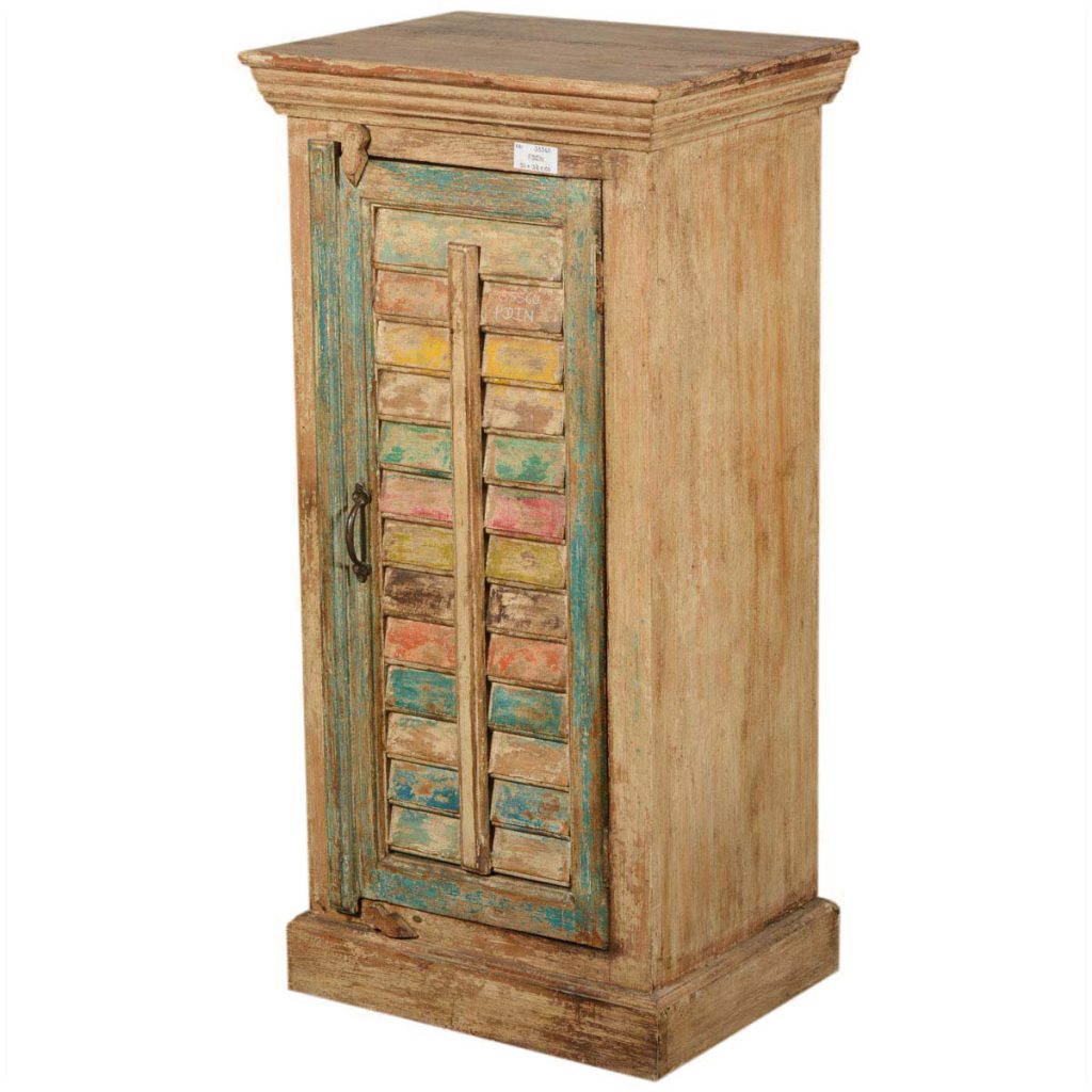 Paint Box Shutter Door Reclaimed Wood Rustic Nightstand Cabinet