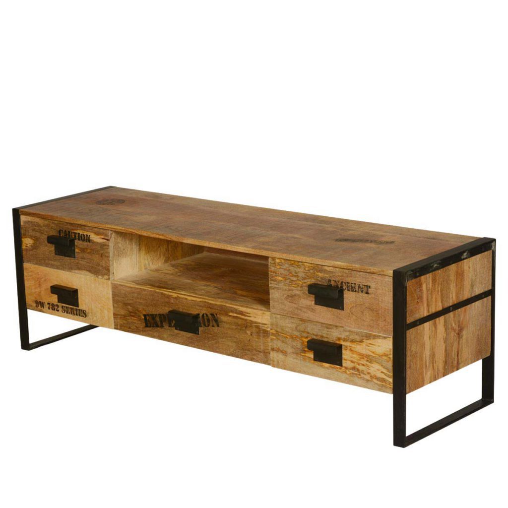 Science Expedition Mango Wood & Iron TV Stand Media Cabinet