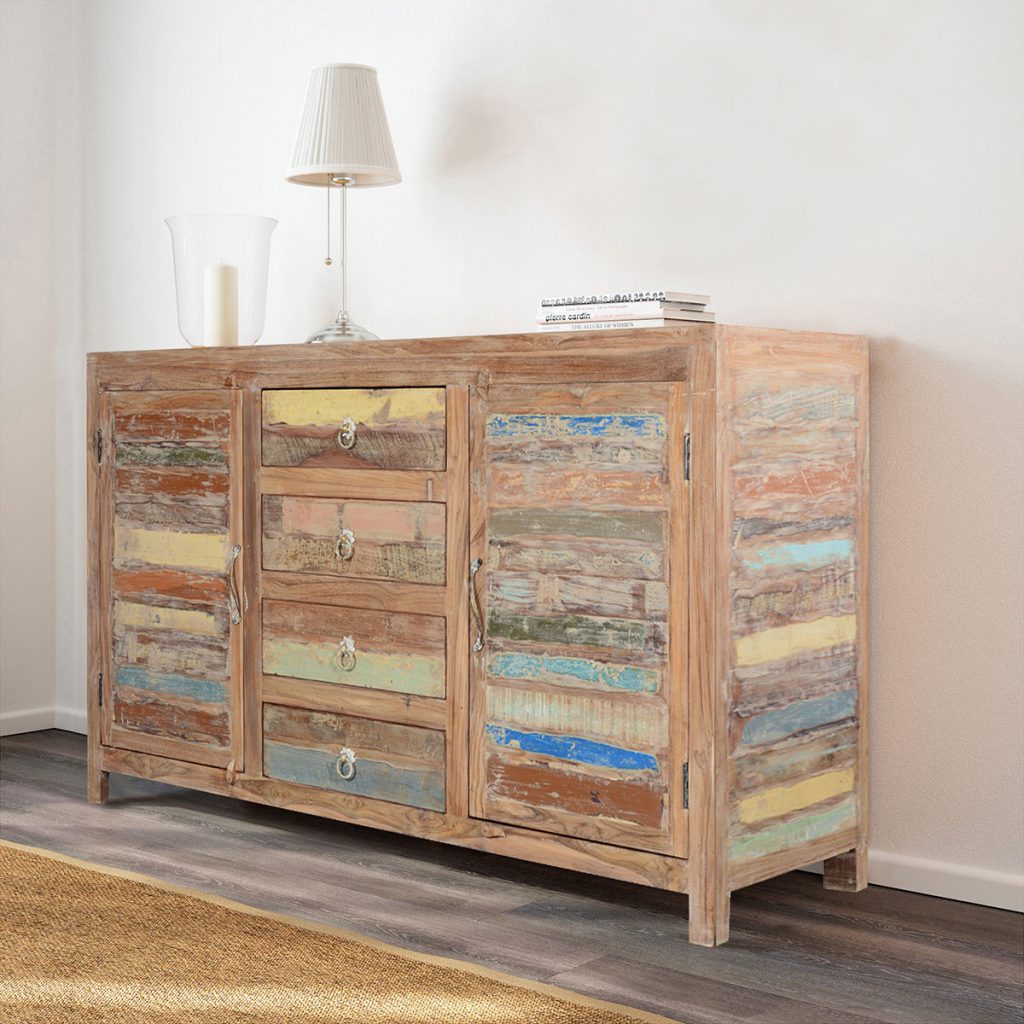 Santa Fe Rustic Sunset Reclaimed Wood Buffet Sideboard Cabinet
