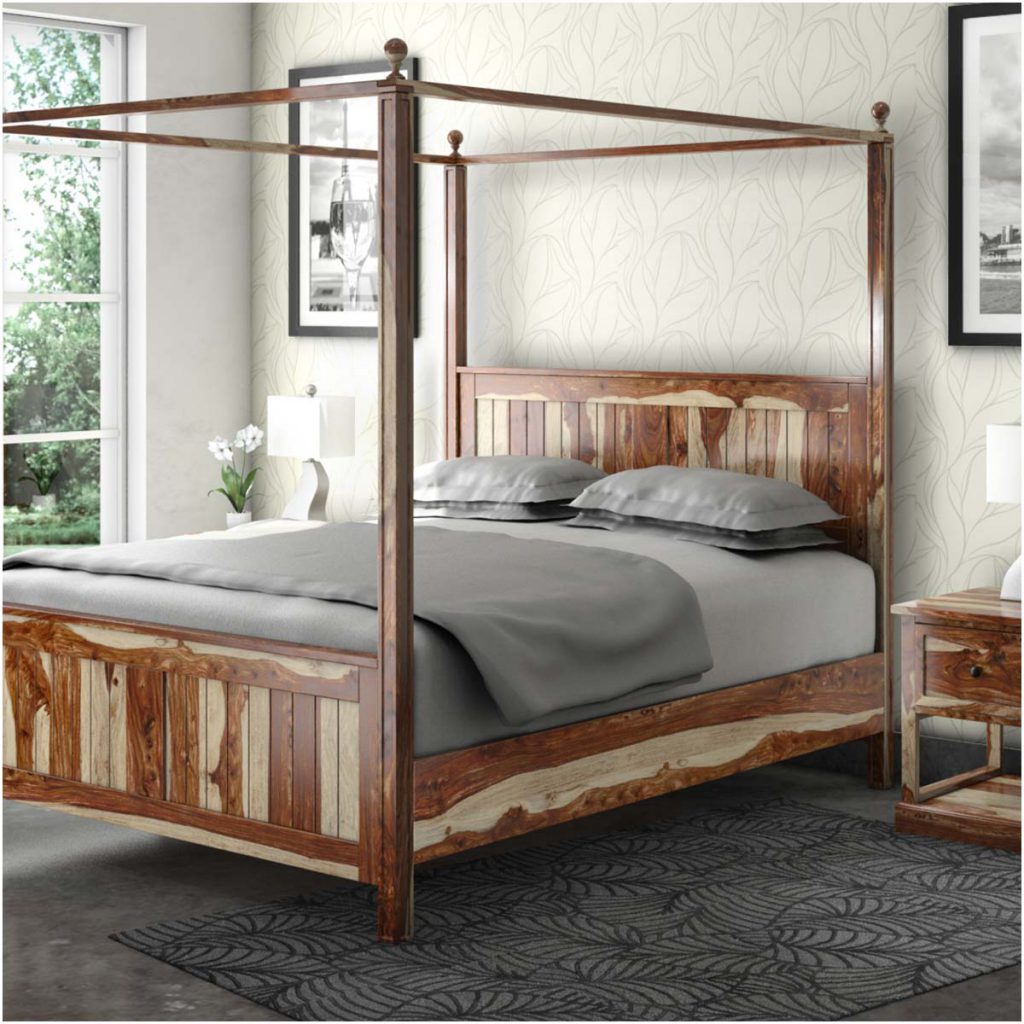 Dallas Ranch Rustic Solid Wood Platform Canopy Bed