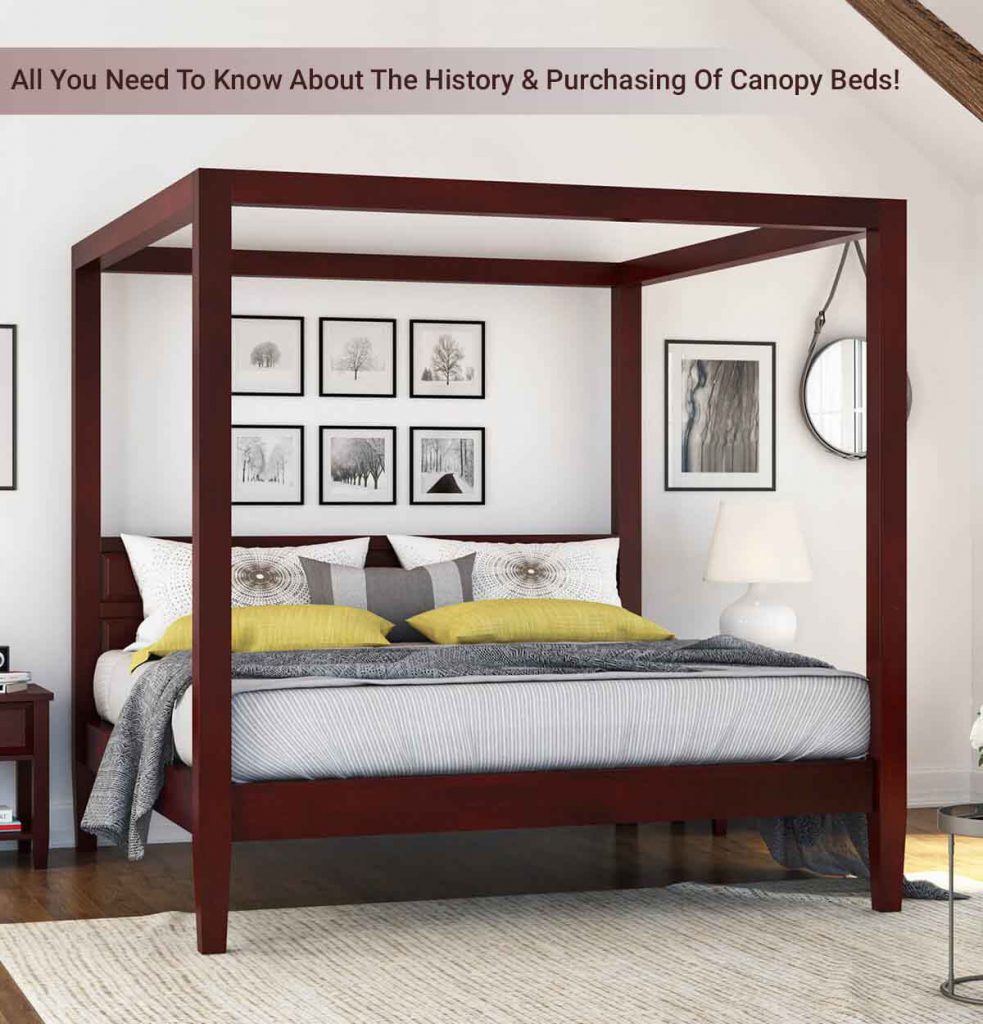 Henderson Transitional Solid Mahogany Wood Platform Canopy Bed