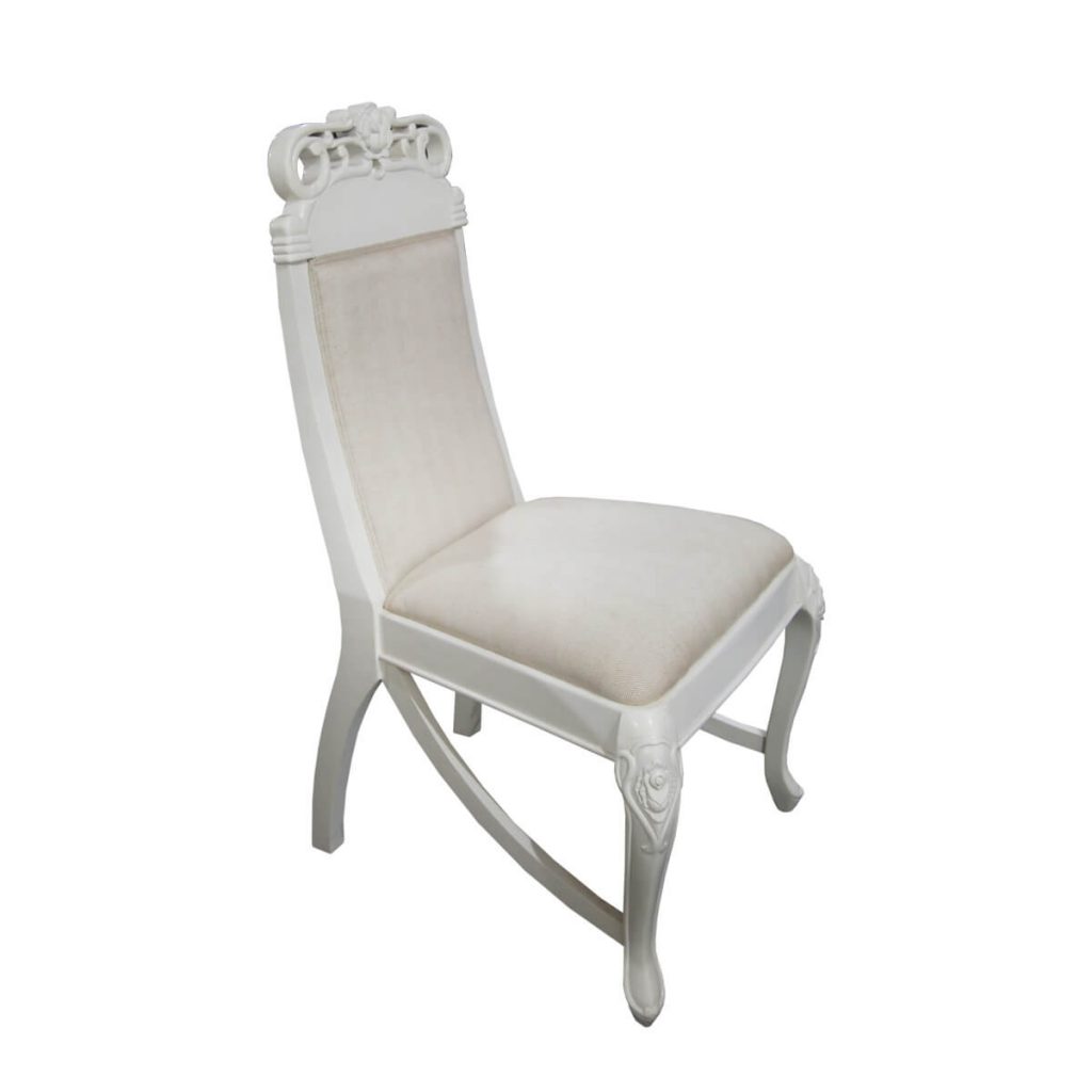 Gothenburg Traditional White and Ivory Mahogany Wood Dining Chair