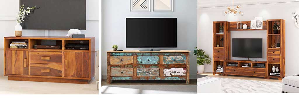 TV Stand Console Media Entertainment Center Storage Cabinet Theater BROWN 