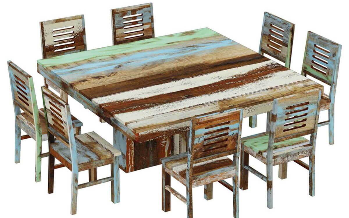 Wilmington Rustic Reclaimed Wood Square Dining Room Set