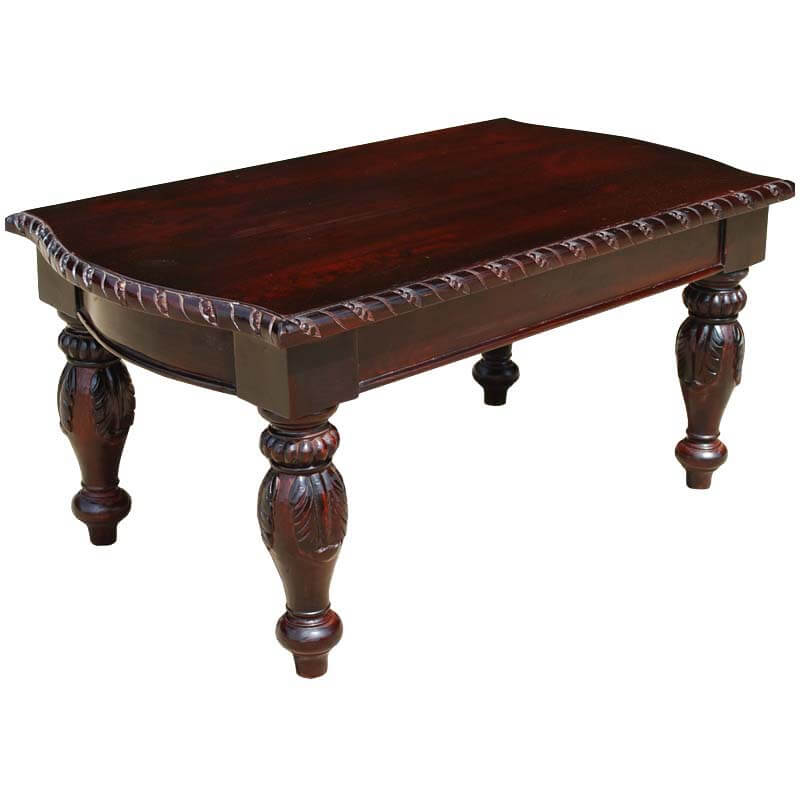 American Empire Wooden Hand Carved Ornate Coffee Table