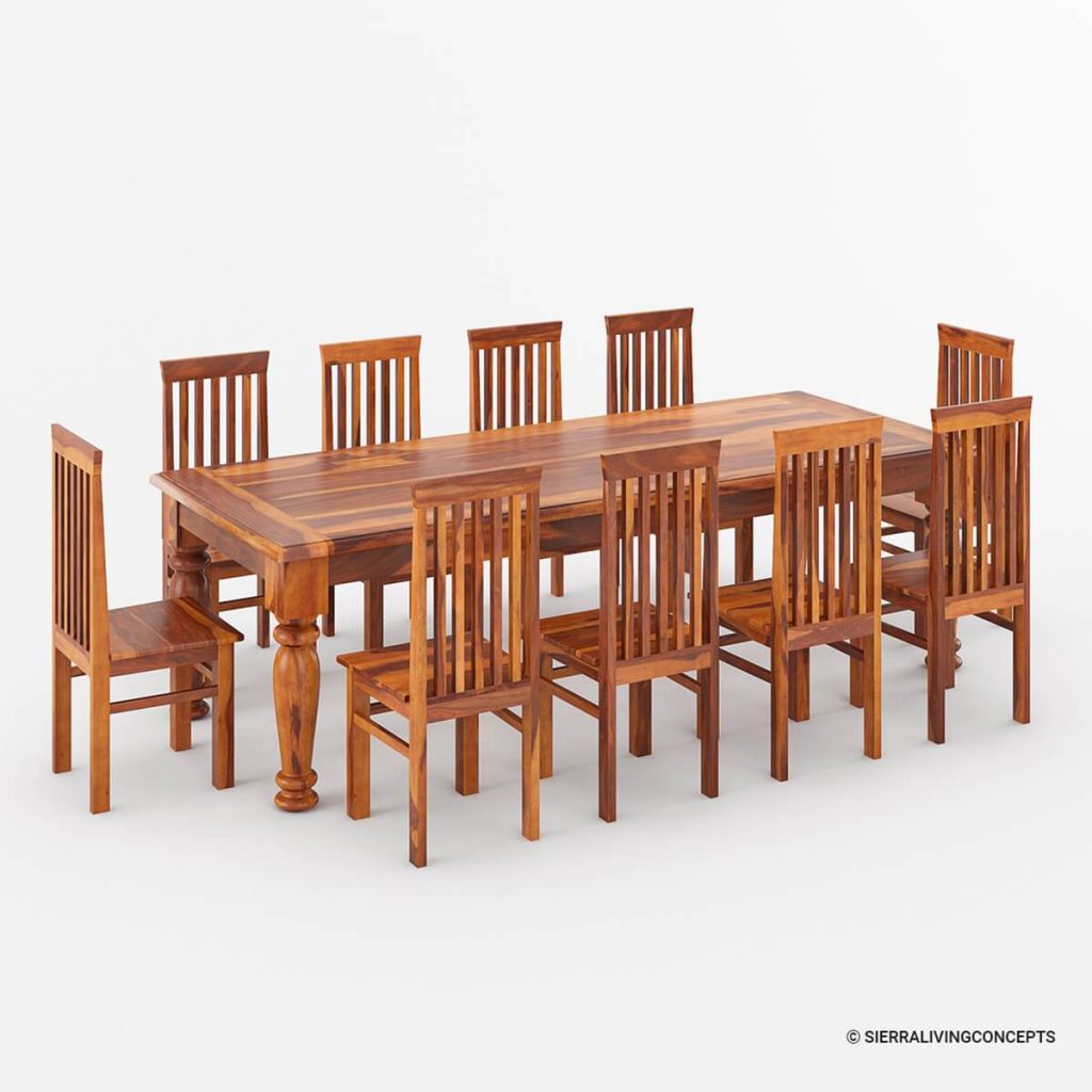 Clermont Rustic Solid Wood Large Dining Table and Chair Set