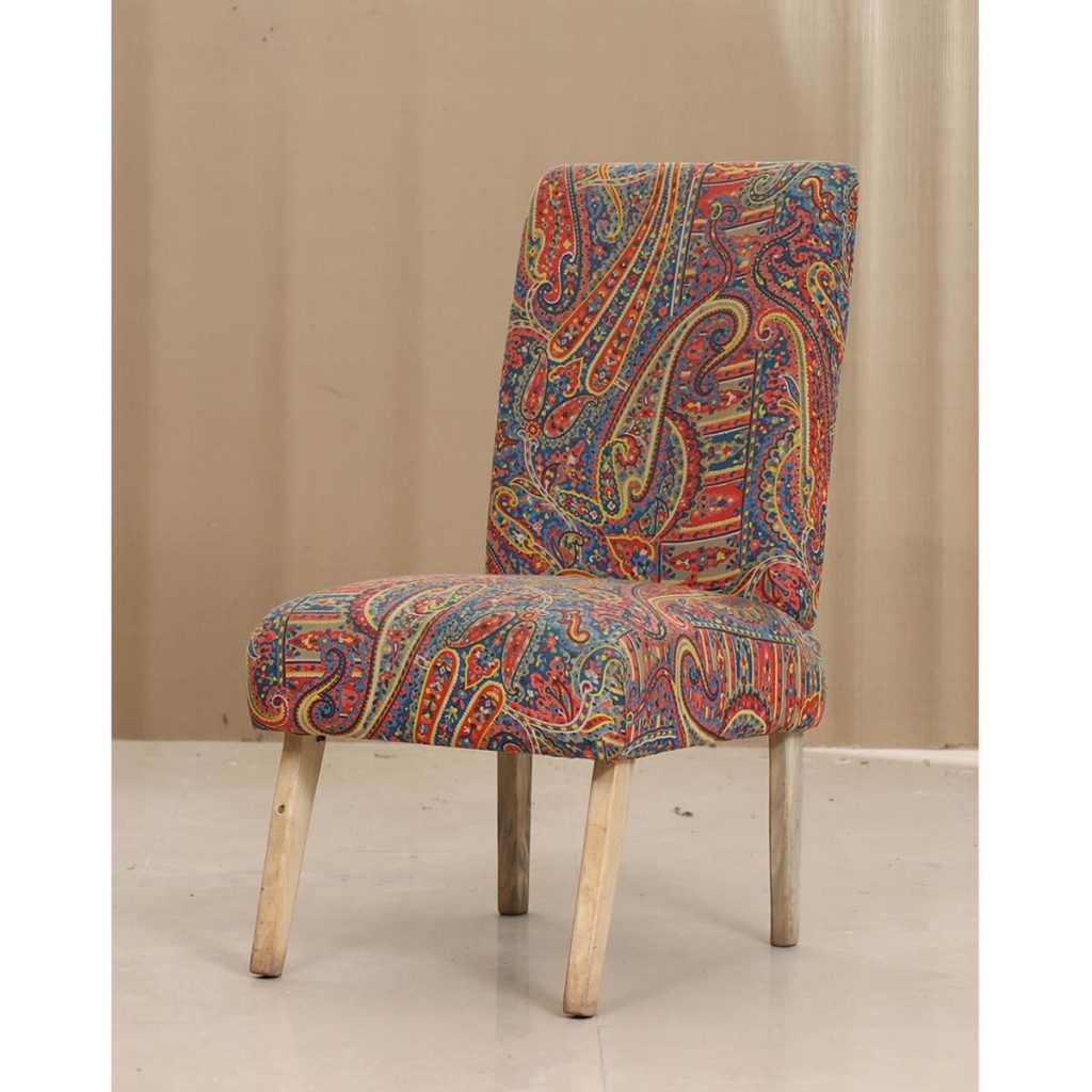 Edmonton Rustic Solid Wood Accent chair with Paisley Print Upholstery 