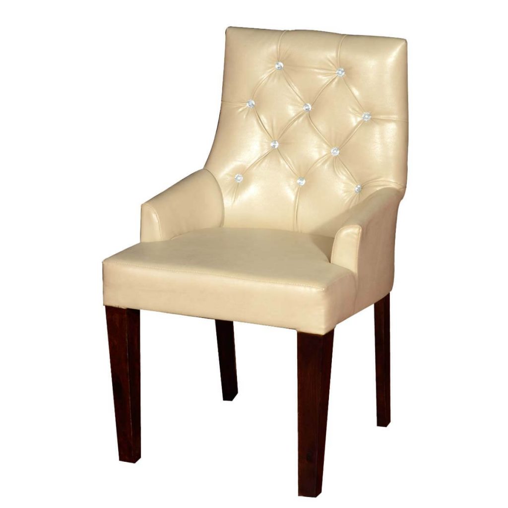 Contemporary White Leather Upholstered Solid Wood Chair