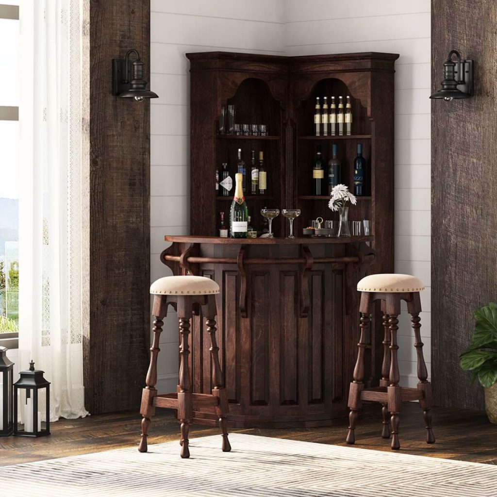 solid wood corner home bar furniture