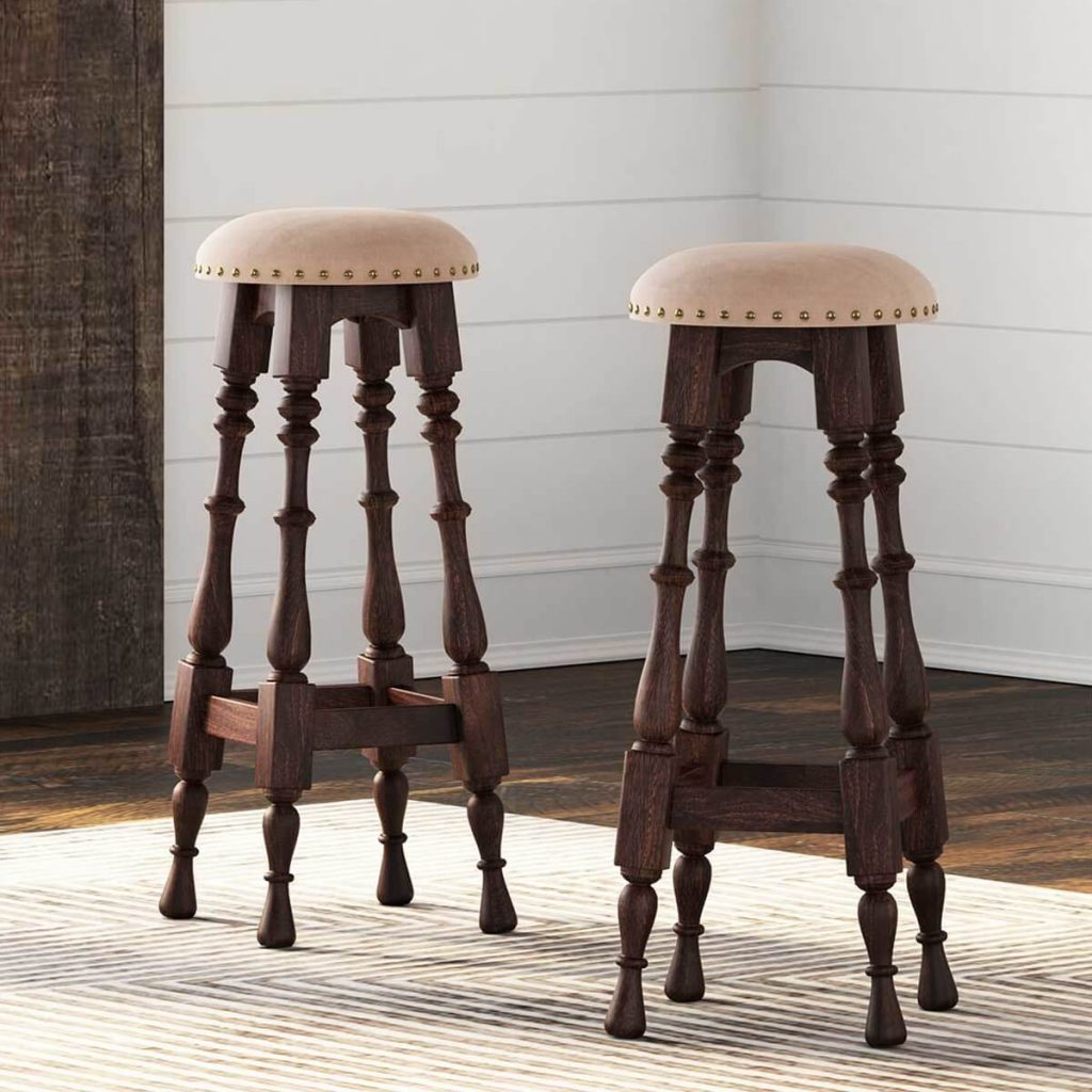 Mahogany wood home bar stools