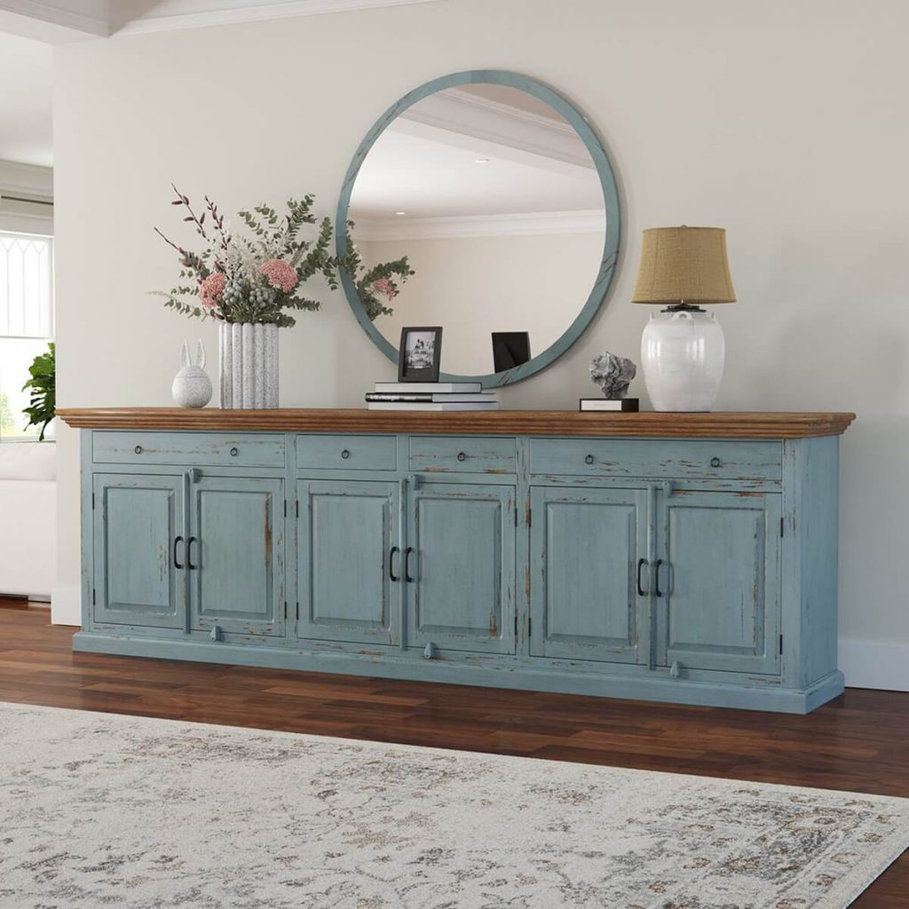 Rustic solid wood two tone sideboard