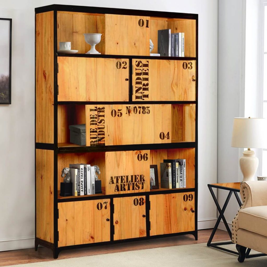 industrial style living room bookcase