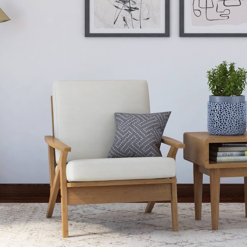 solid woo mid century modern sofa chair