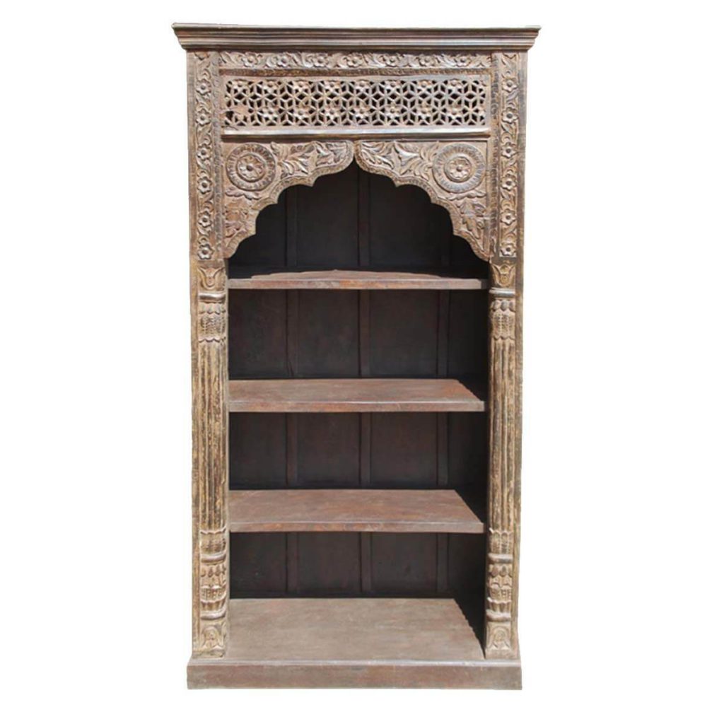 Arched vintage bookcase solid wood