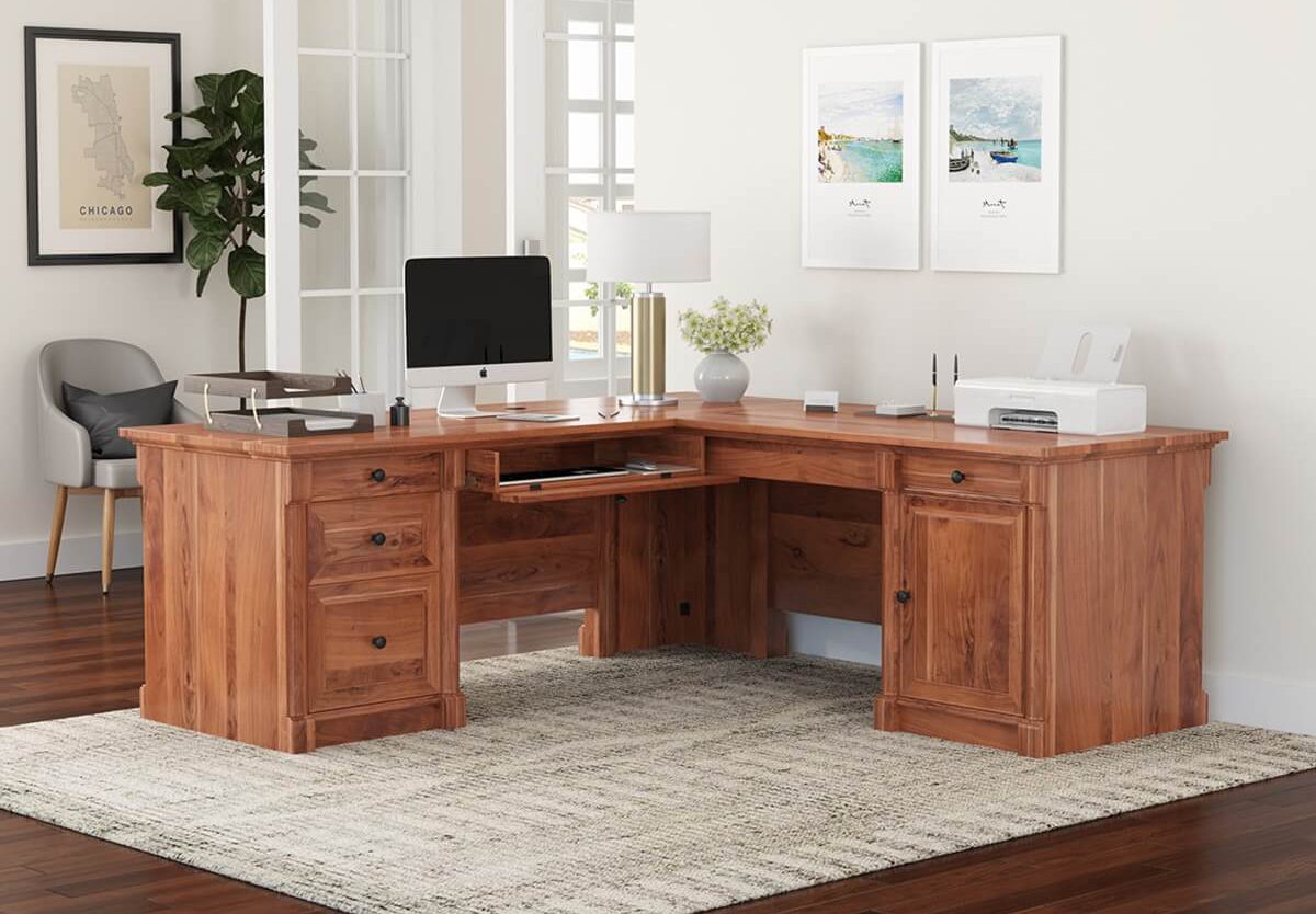 Reclaimed Wood Office Desk, Four Corner Furniture