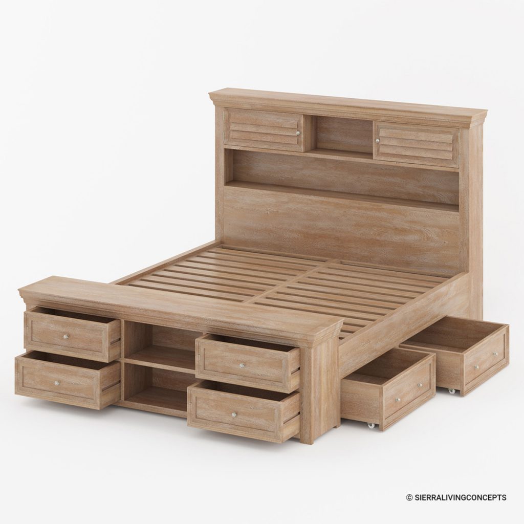 Rustic Solid Wood Farmhouse Storage Platform Bed frame