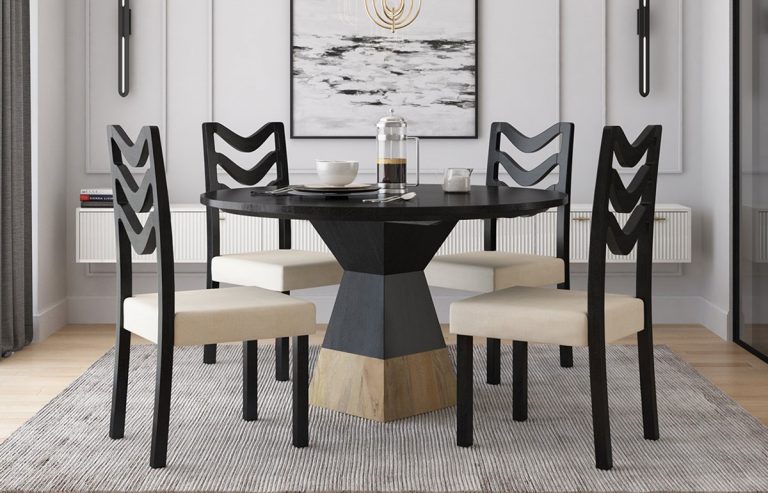 Solid wood small pedestal dining table