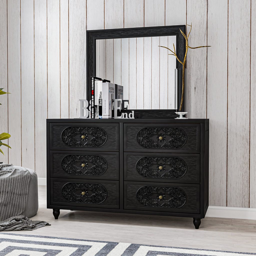 Treviso Solid Wood Hand-carved 6 Drawers Bedroom Dresser