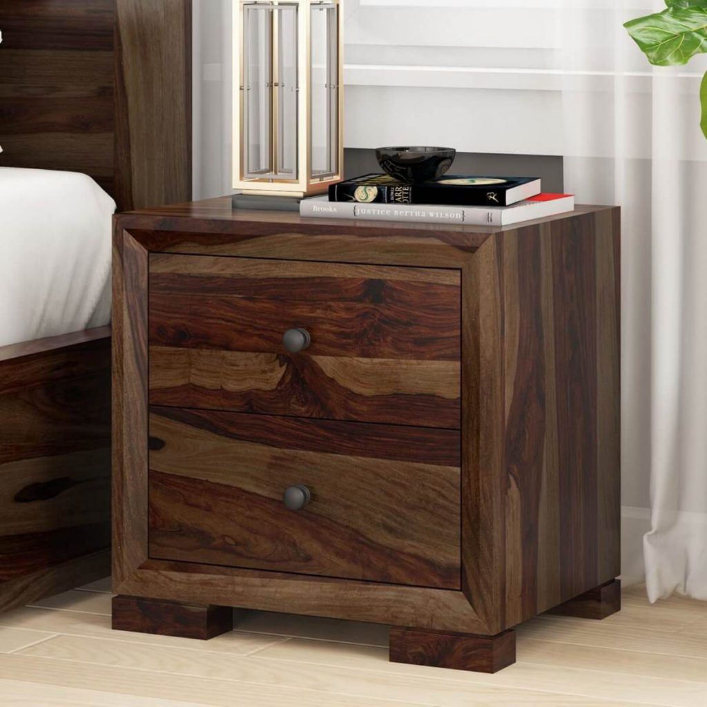 Rustic Solid wood Contemporary 2 Drawer Nightstand