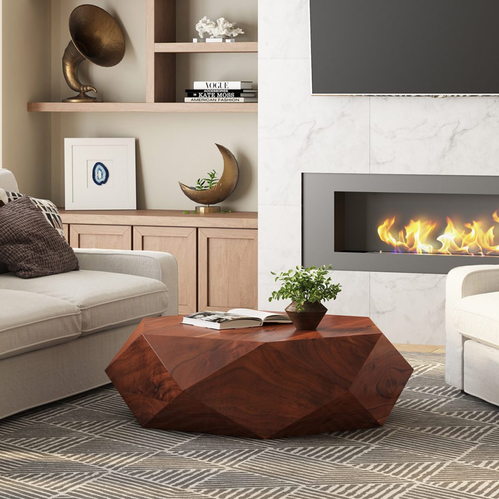 Living room Modern Solid Wood Geometric Coffee Table