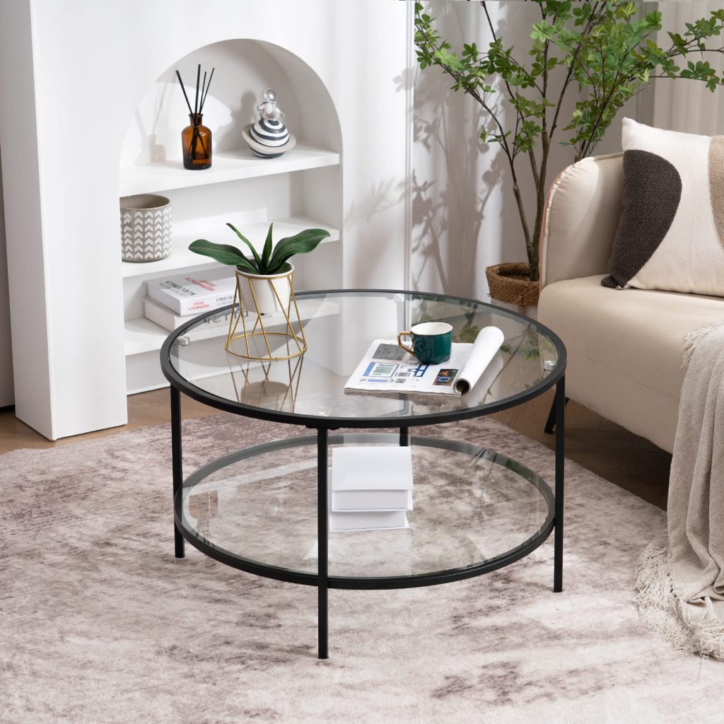 round glass coffee table
