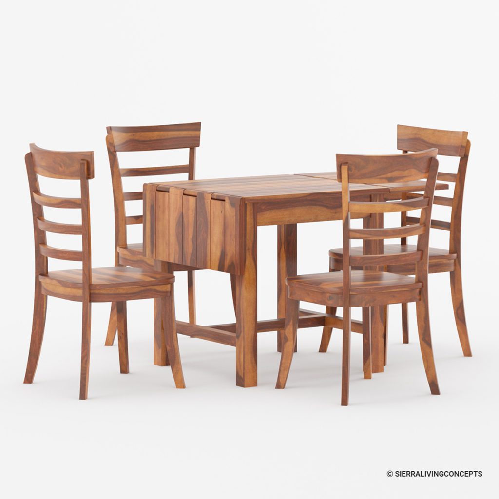 Square 4 Seater Extendable Drop Leaf Kitchen Table Set