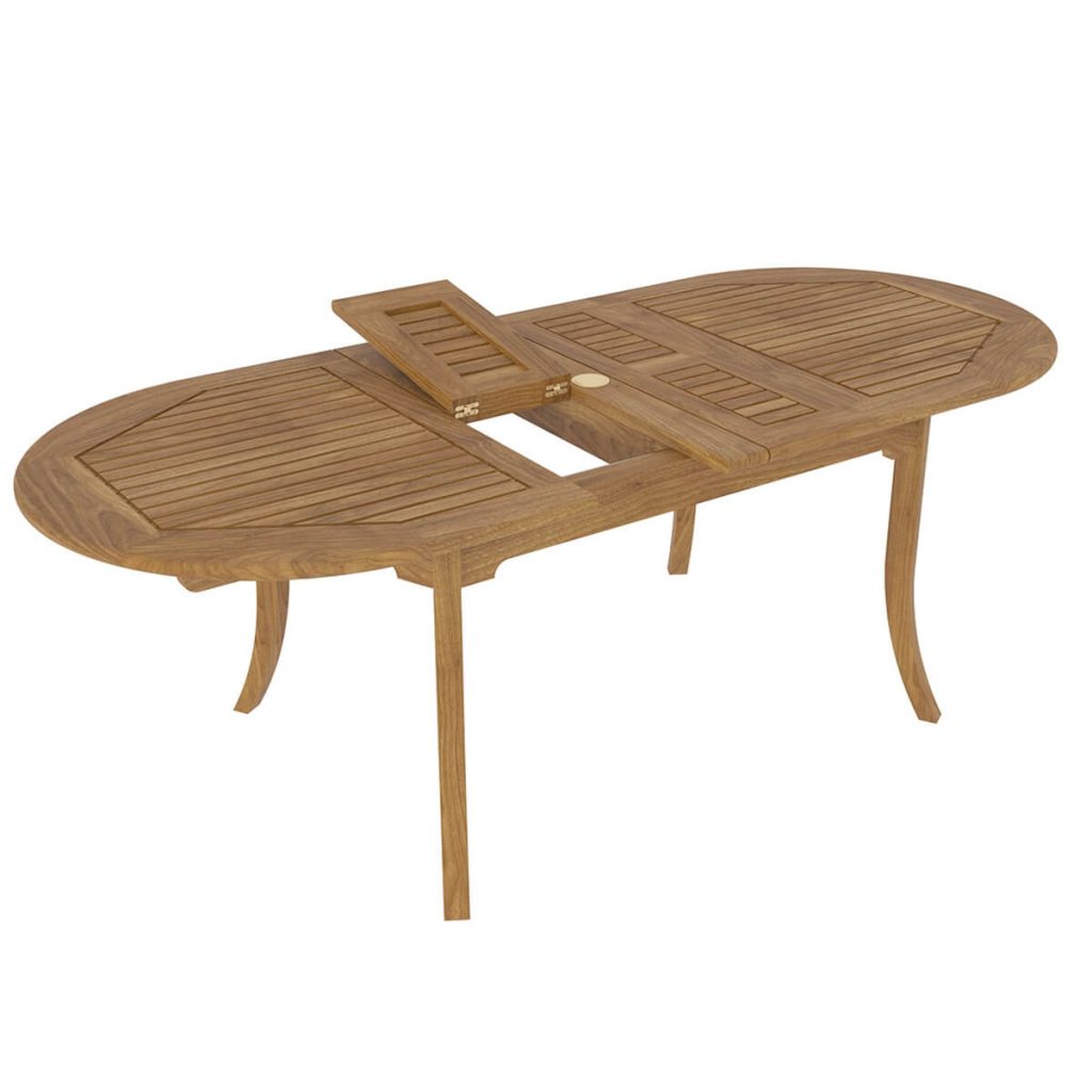 Oval Teak Wood 2 Butterfly Leaf Extendable Dining Table