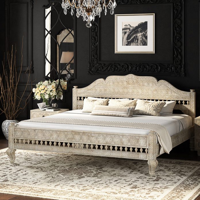 Queen size bed solid wood bedrame