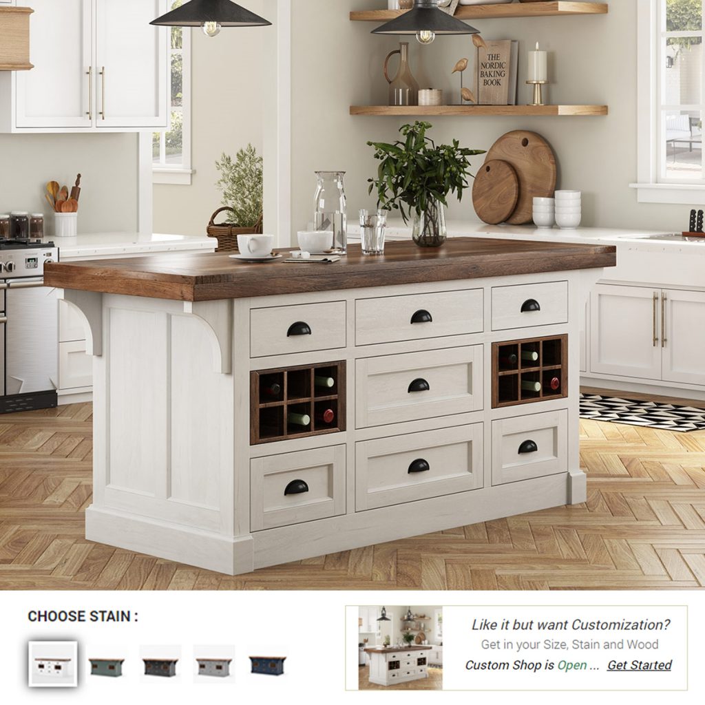 Solid Wood 2 Tone 7 Drawer Kitchen Island
