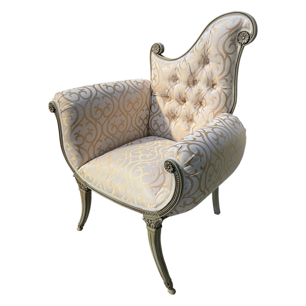 Art Deco Asymmetrical Swirl Upholstered Accent Arm Chair