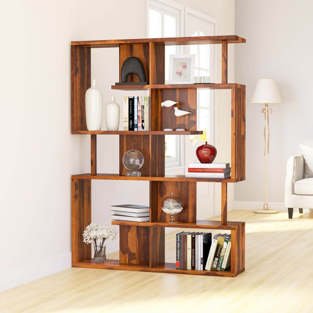 Fairfield Modern Solid Wood Geometric Home Office Display Rack Bookcase