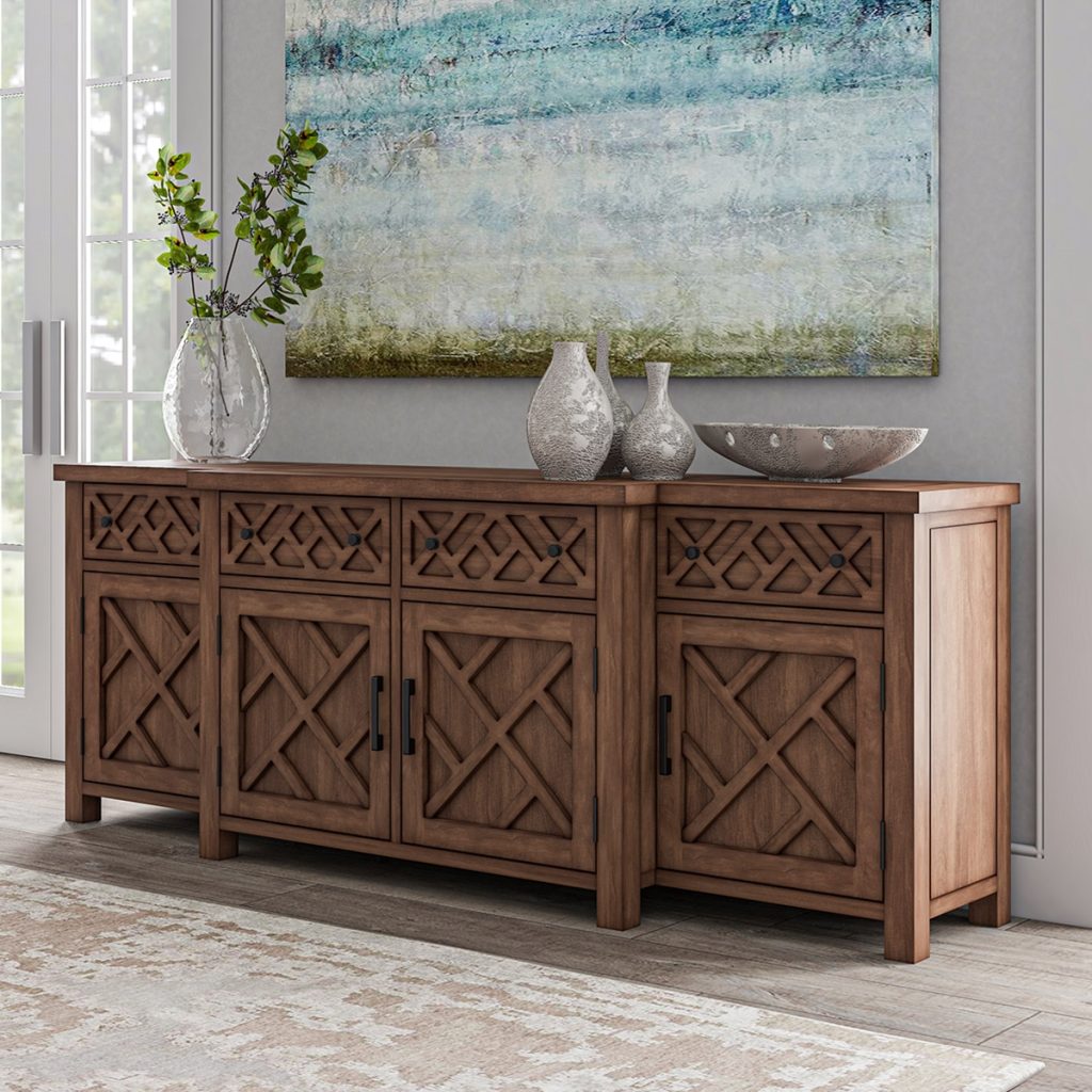 Bolzano Rustic Solid Wood 4 Drawer Extra Long Sideboard Cabinet