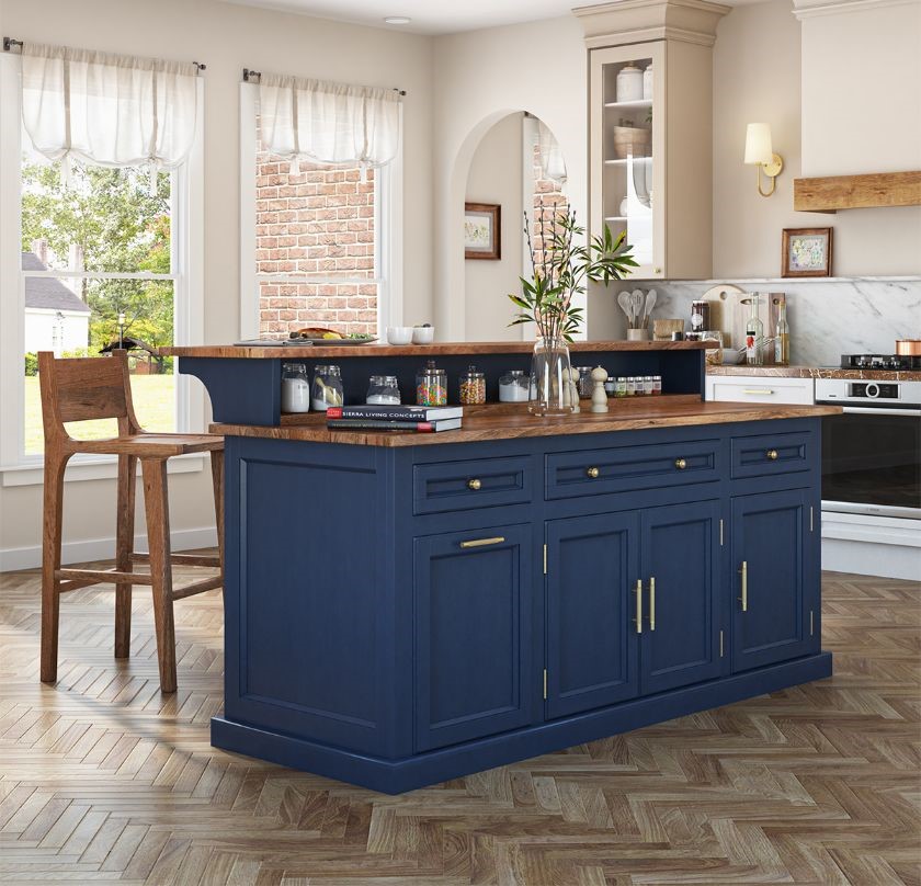 solid wood double top kitchen island with stools