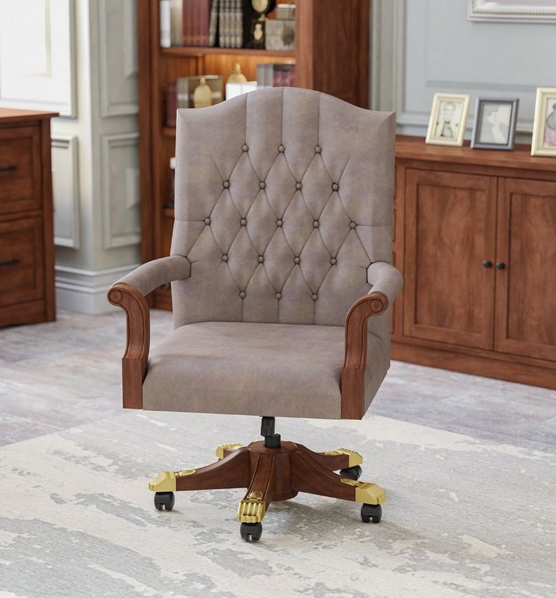 Dubrovnik Mahogany Wood Tufted Home Office Chair