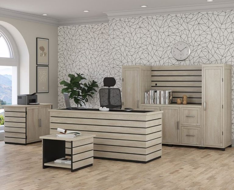 Leavenworth Solid Wood Rustic Modern Executive Office Furniture Set