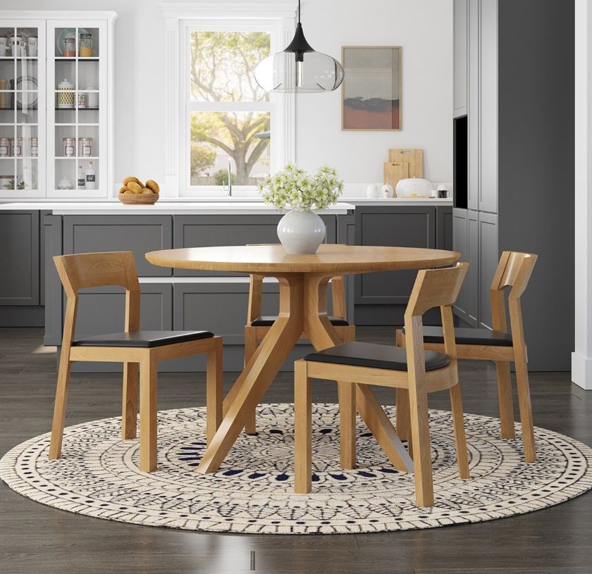 Montecito 4 Seater Modern Round Kitchen Table Chair Set