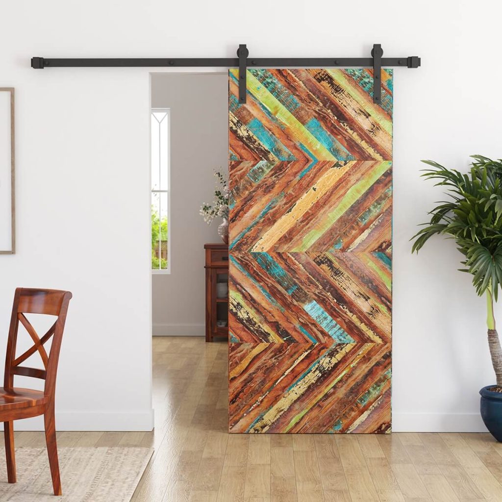 Reclaimed Wood Chevron Pattern Interior Barn Door 