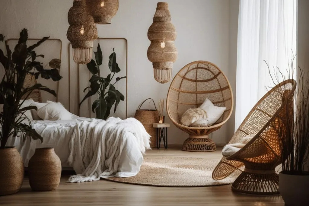bohemian bedroom inspiration and look around for hanging pendant lights with some texture