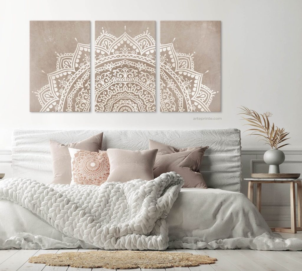 Boho Bedroom Living Room Decor Large Mandala Wall Art Set of 